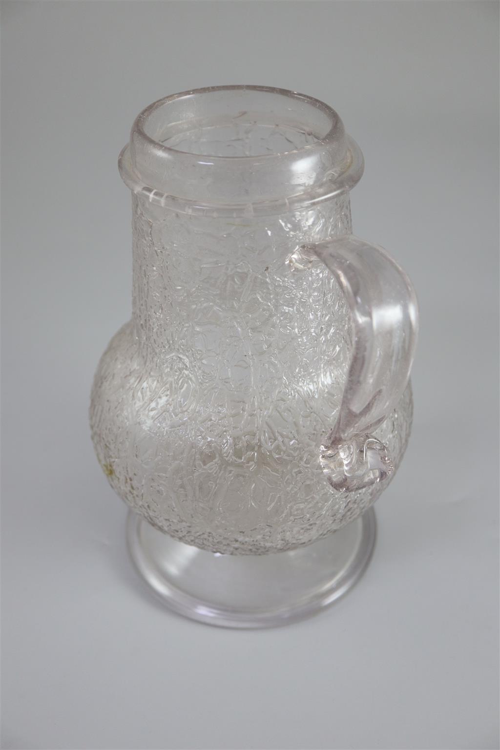 A Continental ice glass flagon, c.1600, possibly Antwerp, 20cm high